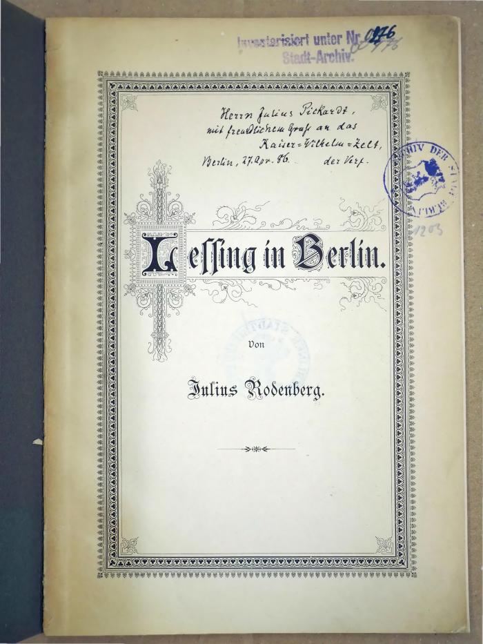 commissioned by the Berlin State Archive
Starting January 2020, Facts & Files had been investigating the provenance of the holdings of the Berlin State Archive’s library. This academic reference library contains about 150,000 records.